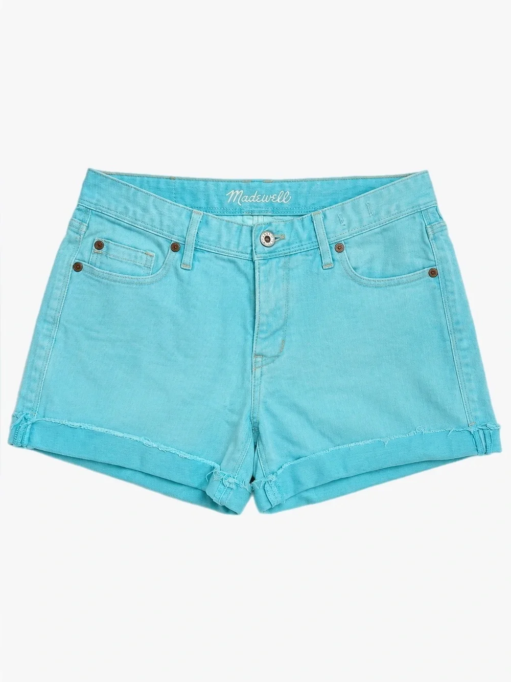 Madewell Women’s Size 26 Aqua Denim Cutoff Cuffed Shorts Summer Casual